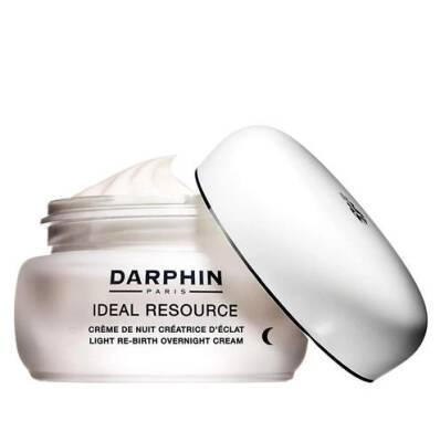 Darphin Ideal Resource Light Re-Birth Overnight Cream jar, pale pink glass with silver lid on Tampa Home & Garden Store