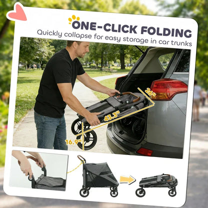 Dog Stroller for large dogs up to 66 lbs black with all-terrain suspension and 8-position handle on Tampa Home & Garden Store