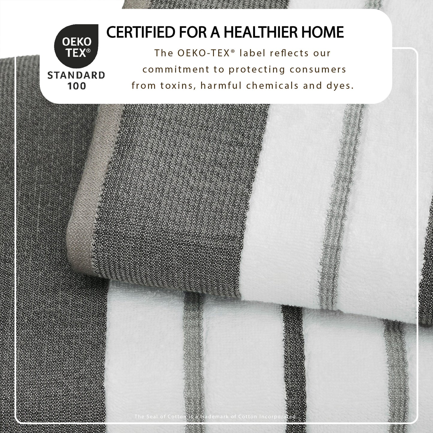 Soft Cotton Bath Towel Set and Stripe Detail