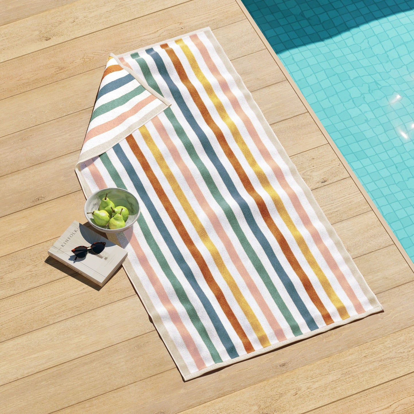 Cabana Cotton Beach Towel and Striped Border