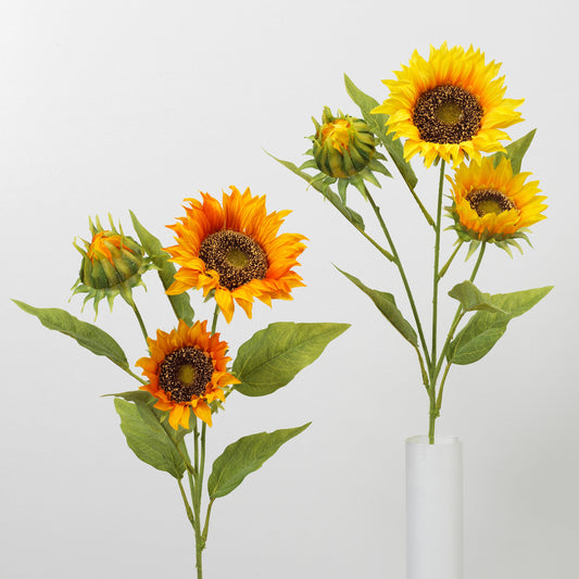 Three Bloom Sunflower Stem -