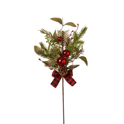 Pine & Berry Pick with Plaid Bow -