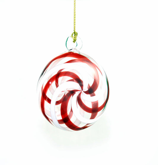 Peppermint Swirl Egyptian Glass Ornament - Tampa Home & Garden Store