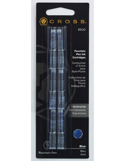 A.T. Cross fountain pen ink cartridges blue, 6 per card in blister pack on Tampa Home & Garden Store