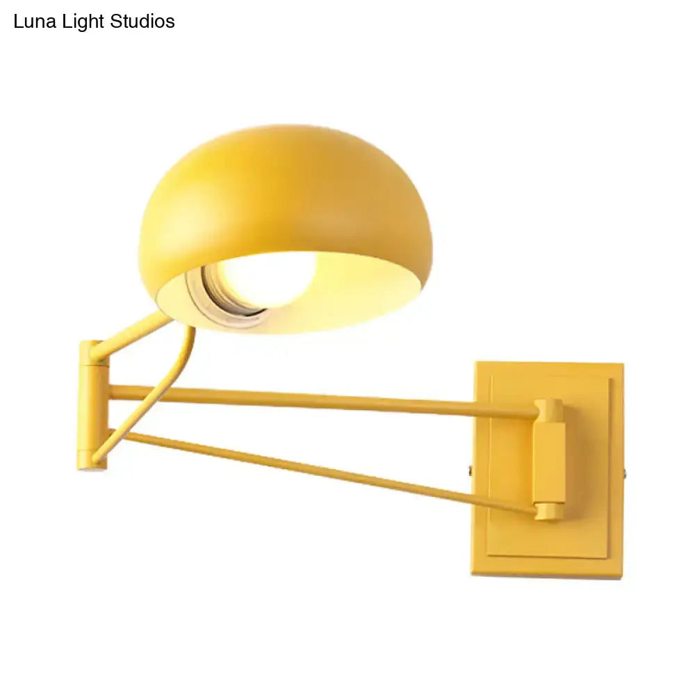 Yellow adjustable metal wall sconce with bowl shade Decorbites for bedroom on Tampa Home & Garden Store