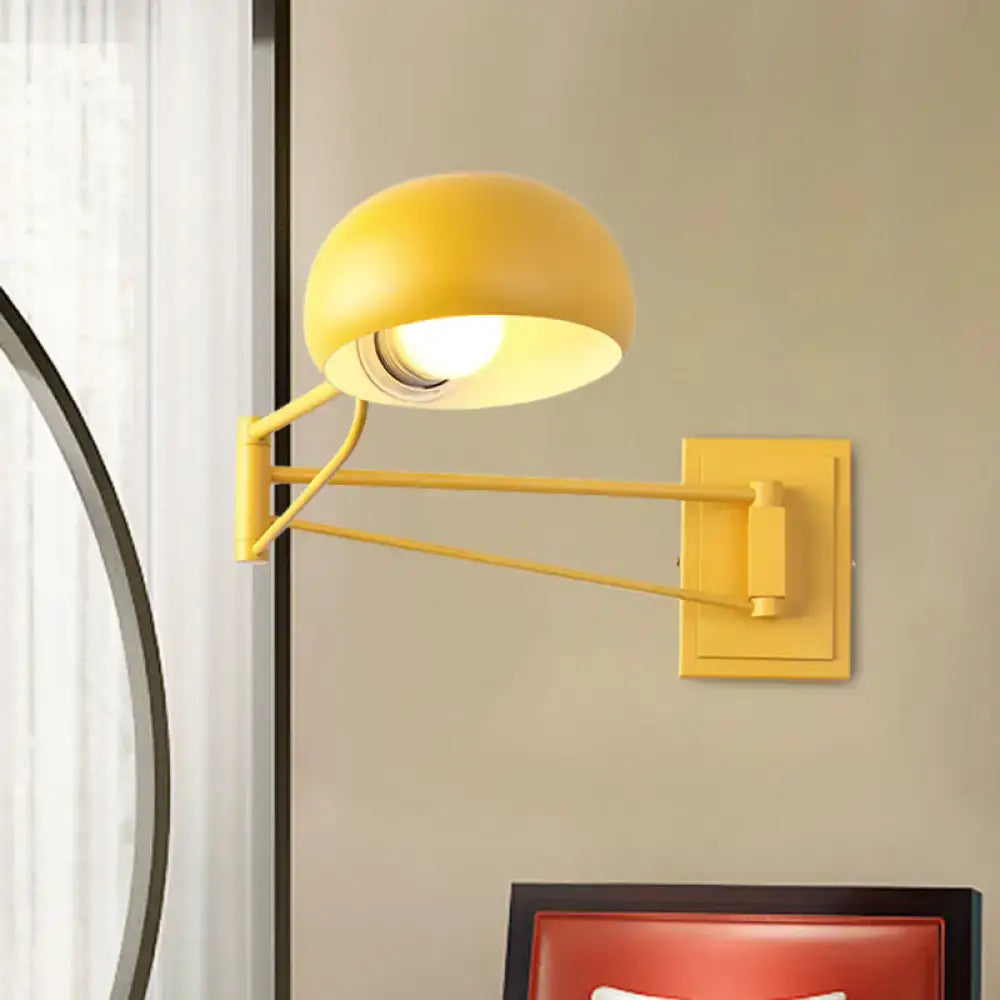 Yellow adjustable metal wall sconce with bowl shade by Decorbites for bedroom on Tampa Home & Garden Store