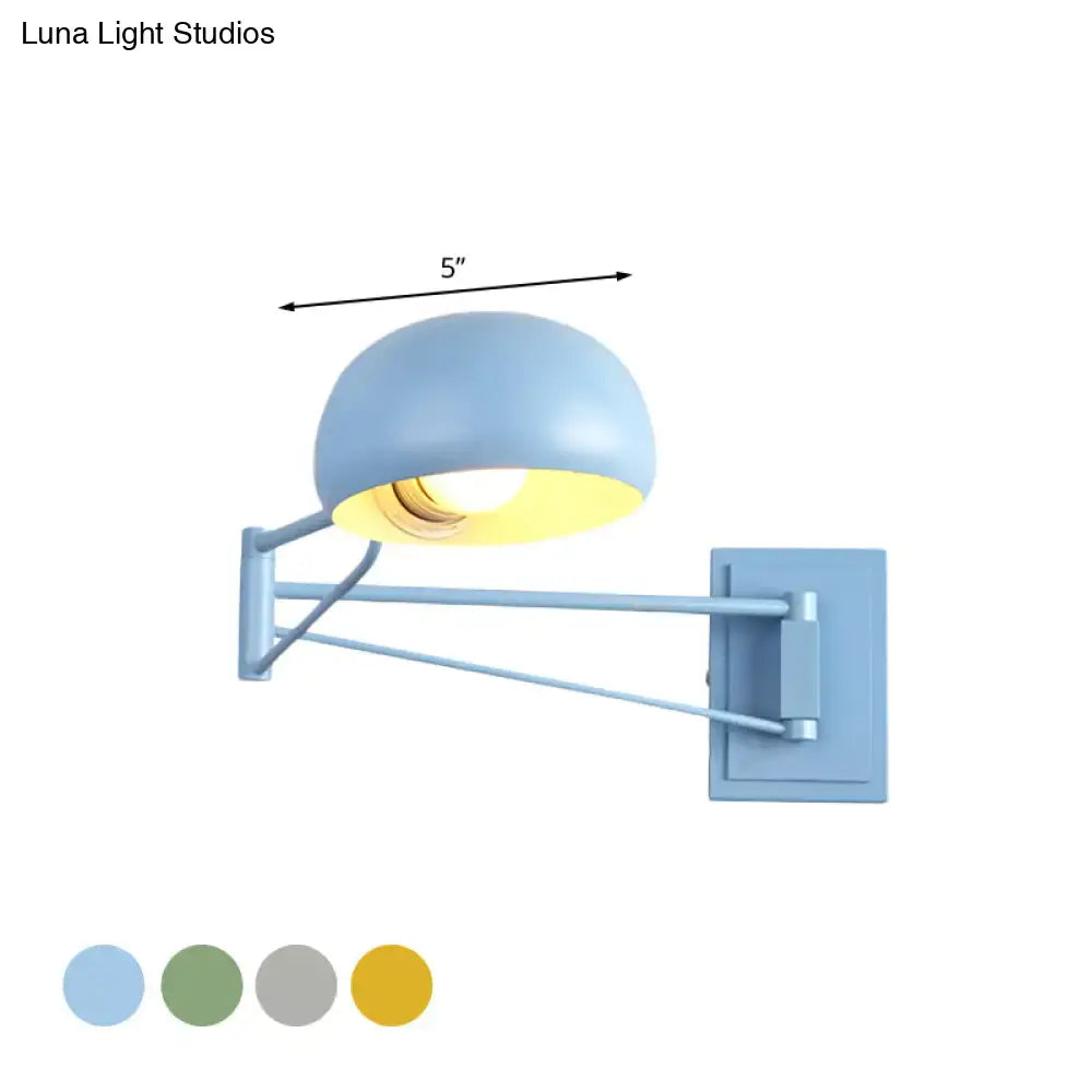 Yellow adjustable metal wall sconce with bowl shade, blue exterior by Decorbites on Tampa Home & Garden Store