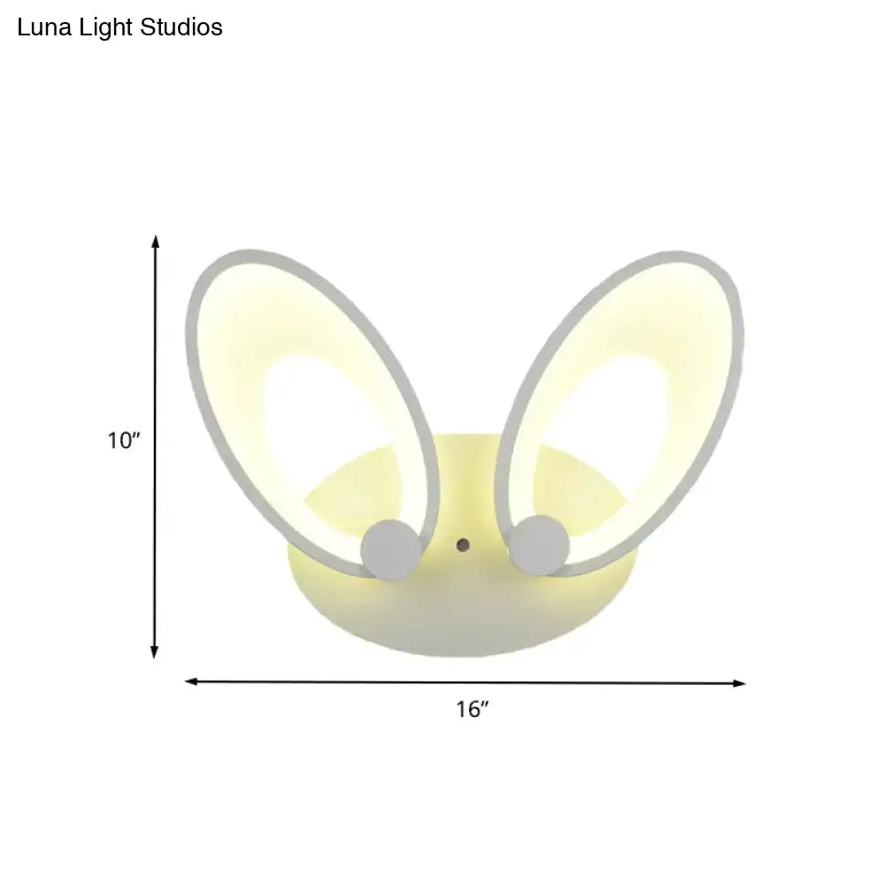 Yellow bunny LED ceiling light with white finish, Decorbites, 16in x 10in, bunny ear design on Tampa Home & Garden Store