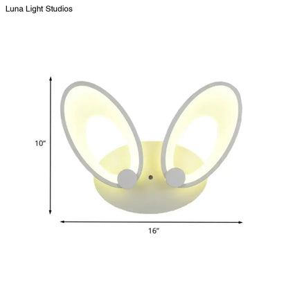 Yellow bunny LED ceiling light with white finish, Decorbites, 16in x 10in, bunny ear design on Tampa Home & Garden Store