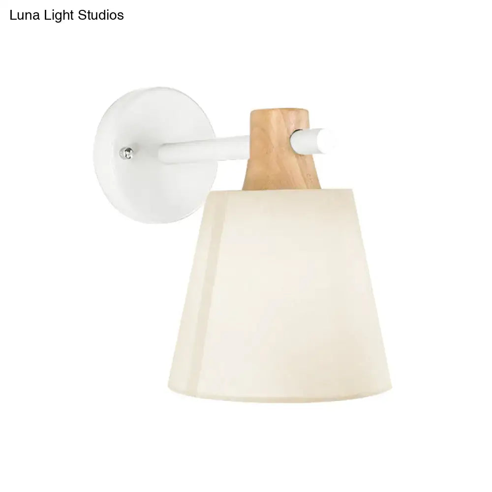 Yellow macaron fabric wall light with wood accent sconce shade by Decorbites on Tampa Home & Garden Store