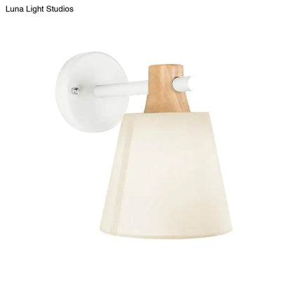 Yellow macaron fabric wall light with wood accent sconce shade by Decorbites on Tampa Home & Garden Store