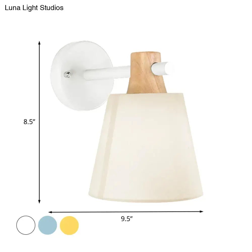 Decorbites yellow macaron fabric wall light with wood accent bedroom sconce on Tampa Home & Garden Store
