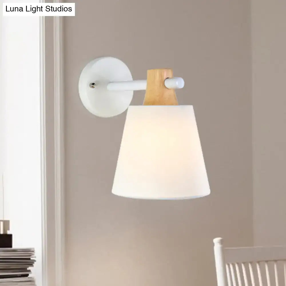 Yellow macaron fabric wall light with wood accent sconce by Luna Light Studios on Tampa Home & Garden Store
