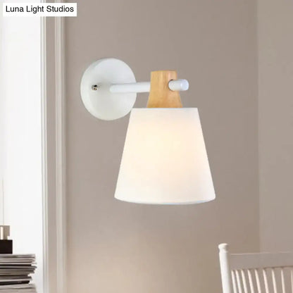Yellow macaron fabric wall light with wood accent sconce by Luna Light Studios on Tampa Home & Garden Store