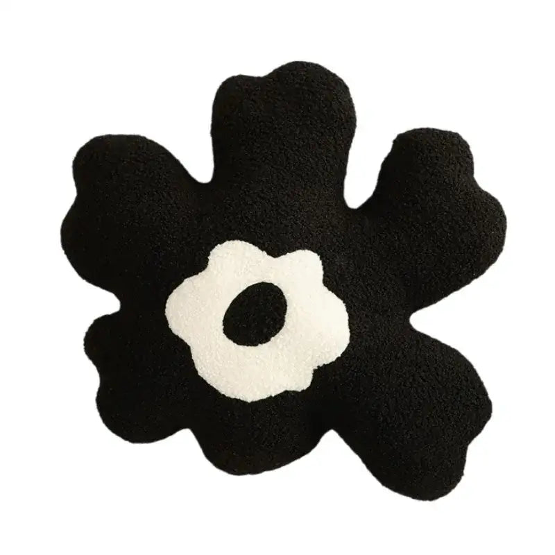 Yellow and White Flower Shaped Throw Pillow