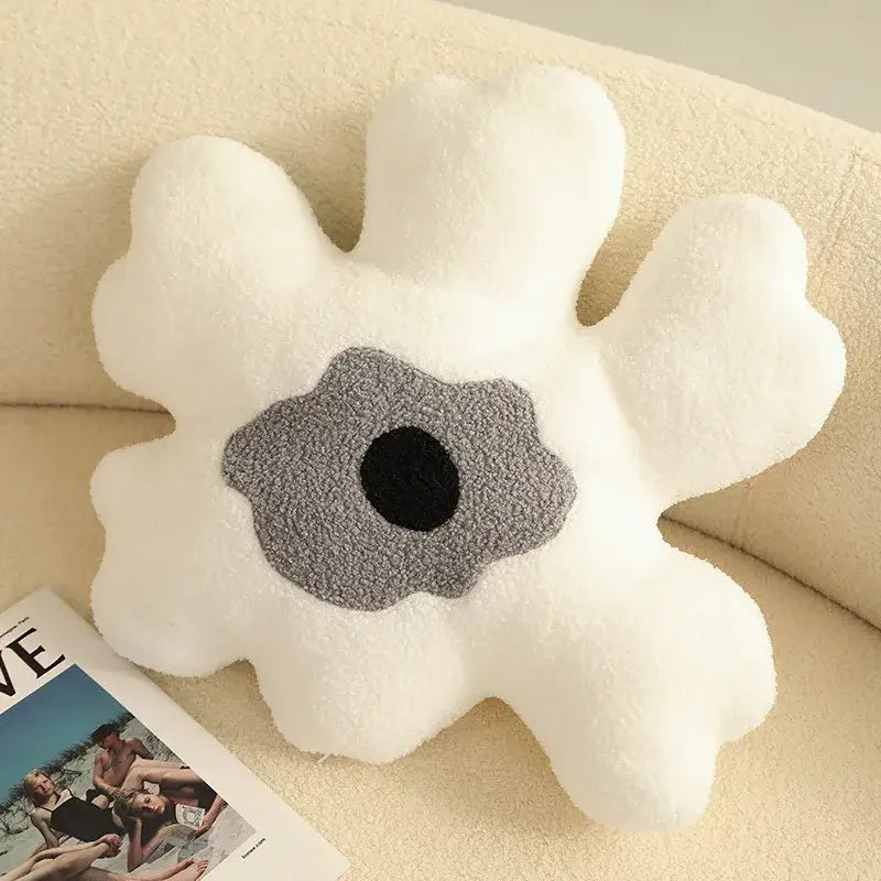 Yellow and White Flower Shaped Throw Pillow