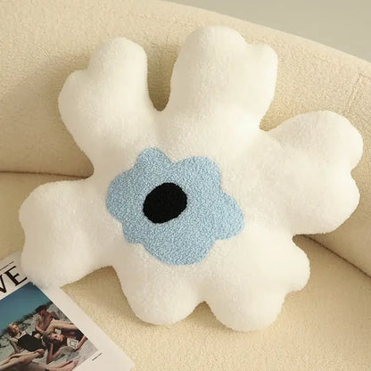Yellow and White Flower Shaped Throw Pillow