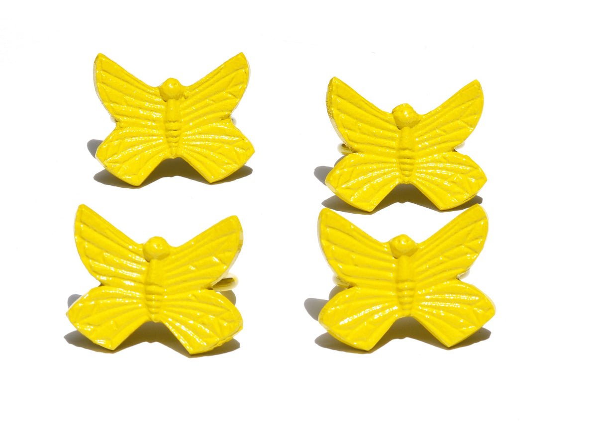 Napkin rings Vibhsa yellow butterfly, 4-piece set, handcrafted aluminum on Tampa Home & Garden Store