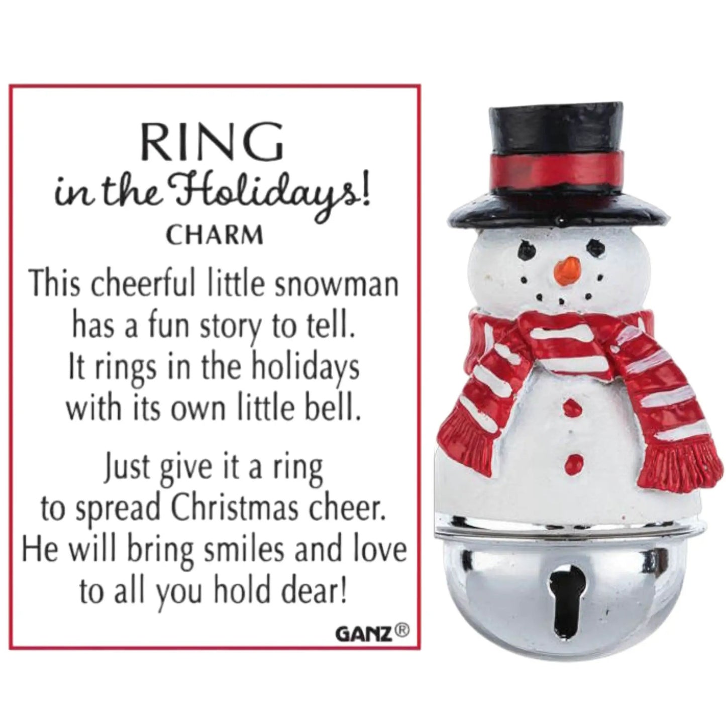 Snowman Bell Charm polyresin holiday ornament with red scarf by The Country Christmas Loft on Tampa Home & Garden Store