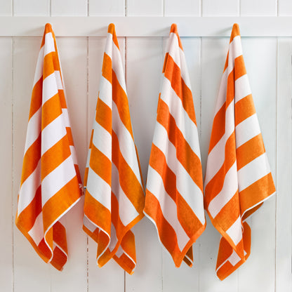 Cotton And Velour Cabana Stripe Beach Towel