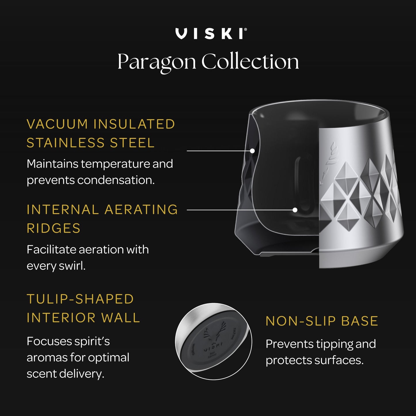 a Paragon Gold and Stainless Whiskey Taster Mug