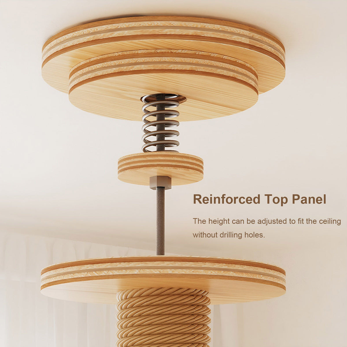 Floor to Ceiling Cat Tree with wood platforms, spring shaft and rope-wrapped pole on Tampa Home & Garden Store