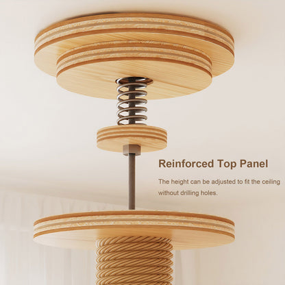 Floor to Ceiling Cat Tree with wood platforms, spring shaft and rope-wrapped pole on Tampa Home & Garden Store