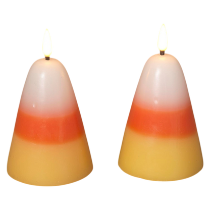 Candy corn flameless candles 2-pack with LED flames by The Country Christmas Loft on Tampa Home & Garden Store