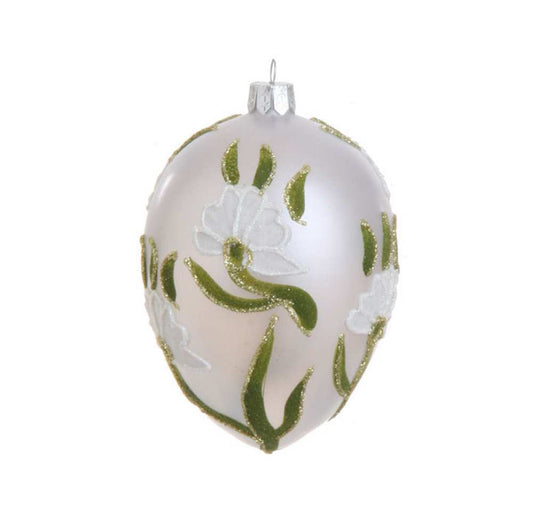 Iridescent Glass Floral Egg Ornament - Tampa Home & Garden Store