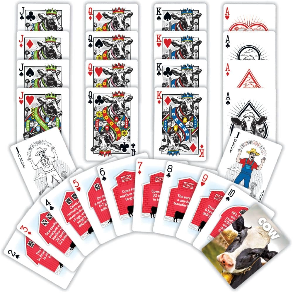 Cow Playing Cards - 54 Card Deck with cow illustrations and jokers on Tampa Home & Garden Store