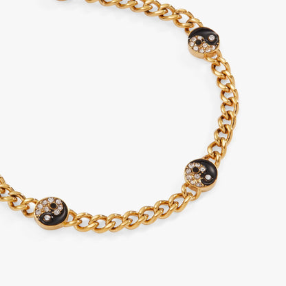 Yin Yang Curb Chain Bracelet With Five Charms