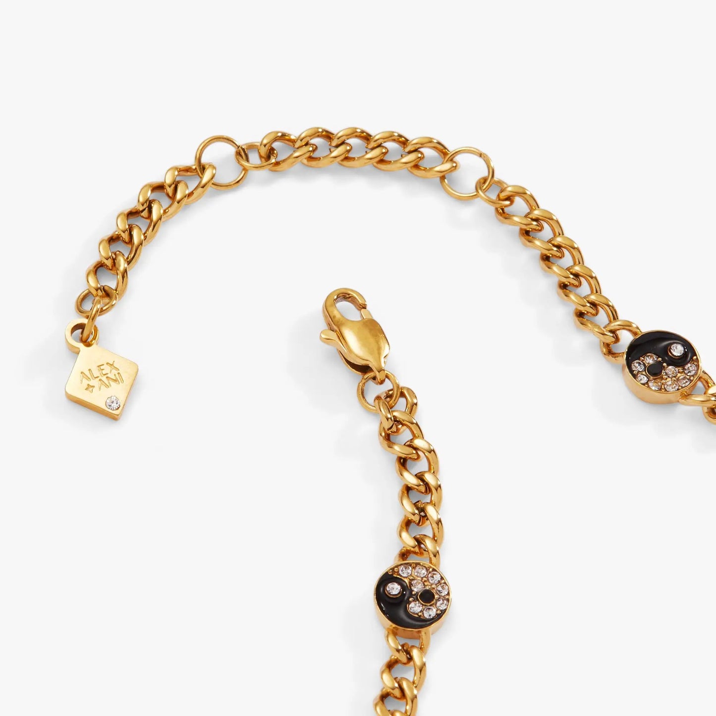 Yin Yang Curb Chain Bracelet With Five Charms