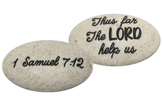 Scripture Stone - Thus Far the Lord Help Us - Tampa Home & Garden Store