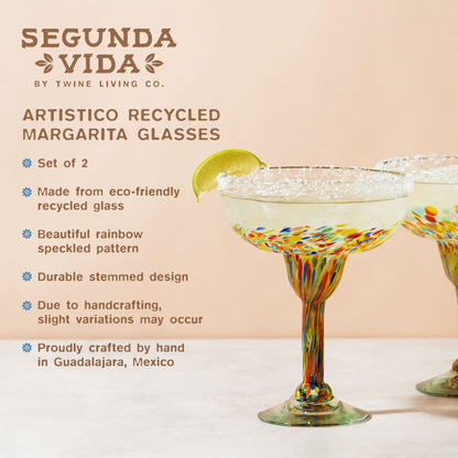 Set of Two Handblown Mexican Margarita Glasses