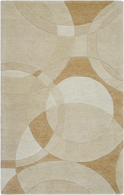Yaxha Modern Wool Rug - Clearance beige tan abstract arc motifs on Tampa Home & Garden Store