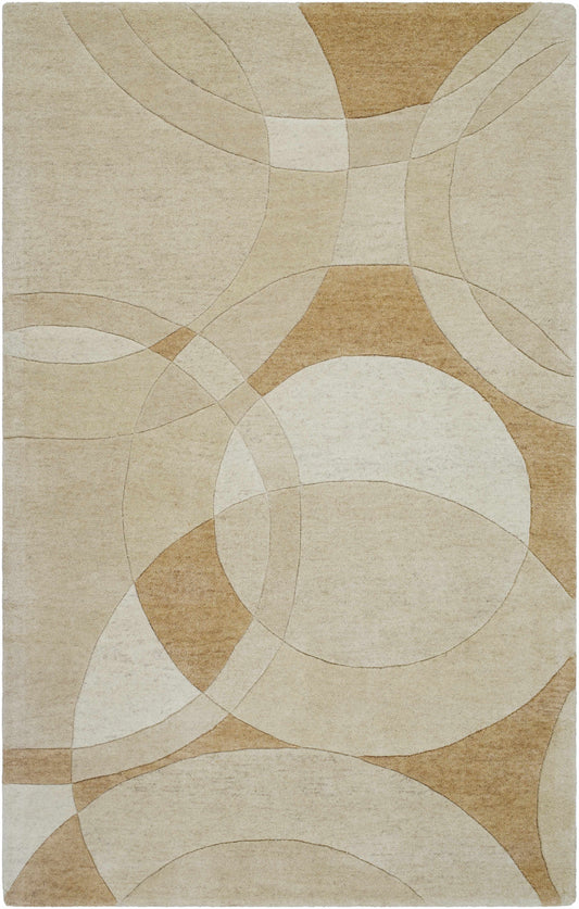 Yaxha Modern Wool Rug - Clearance beige tan abstract arc motifs on Tampa Home & Garden Store