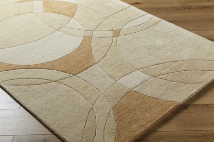 Yaxha Modern Wool Rug by Boutique Rugs beige taupe abstract curved pattern clearance on Tampa Home & Garden Store
