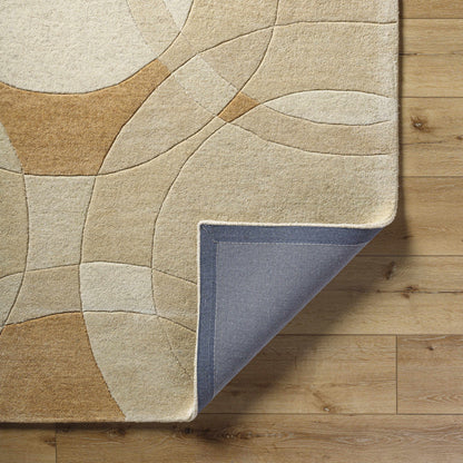 Yaxha Modern Wool Rug by Boutique Rugs in beige cream curved patchwork design on Tampa Home & Garden Store