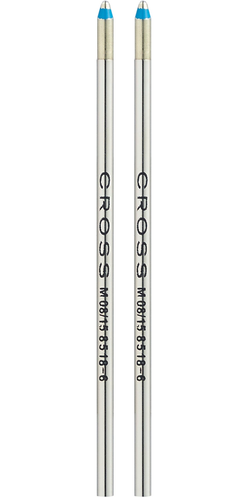 Two Cross mini ballpoint pen refills in blue ink, medium point, silver barrels on Tampa Home & Garden Store