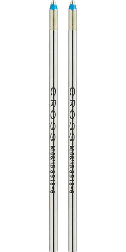 Two Cross mini ballpoint pen refills in blue ink, medium point, silver barrels on Tampa Home & Garden Store