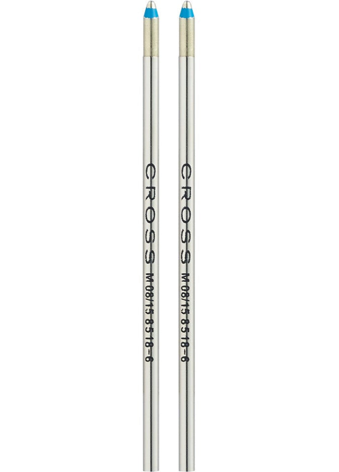 Cross mini ballpoint pen refills, blue ink, dual pack, silver bodies with blue tips on Tampa Home & Garden Store