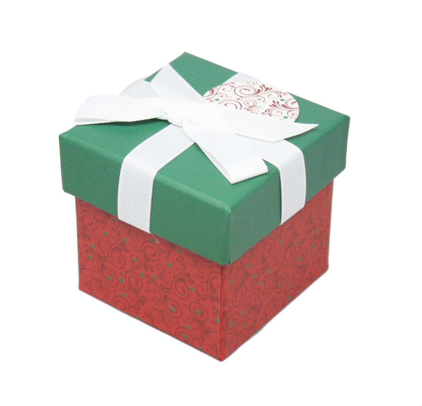 Caja de regalo cúbica para tarjetas de regalo - 7,6 x 7,6 cm - Remolino burdeos