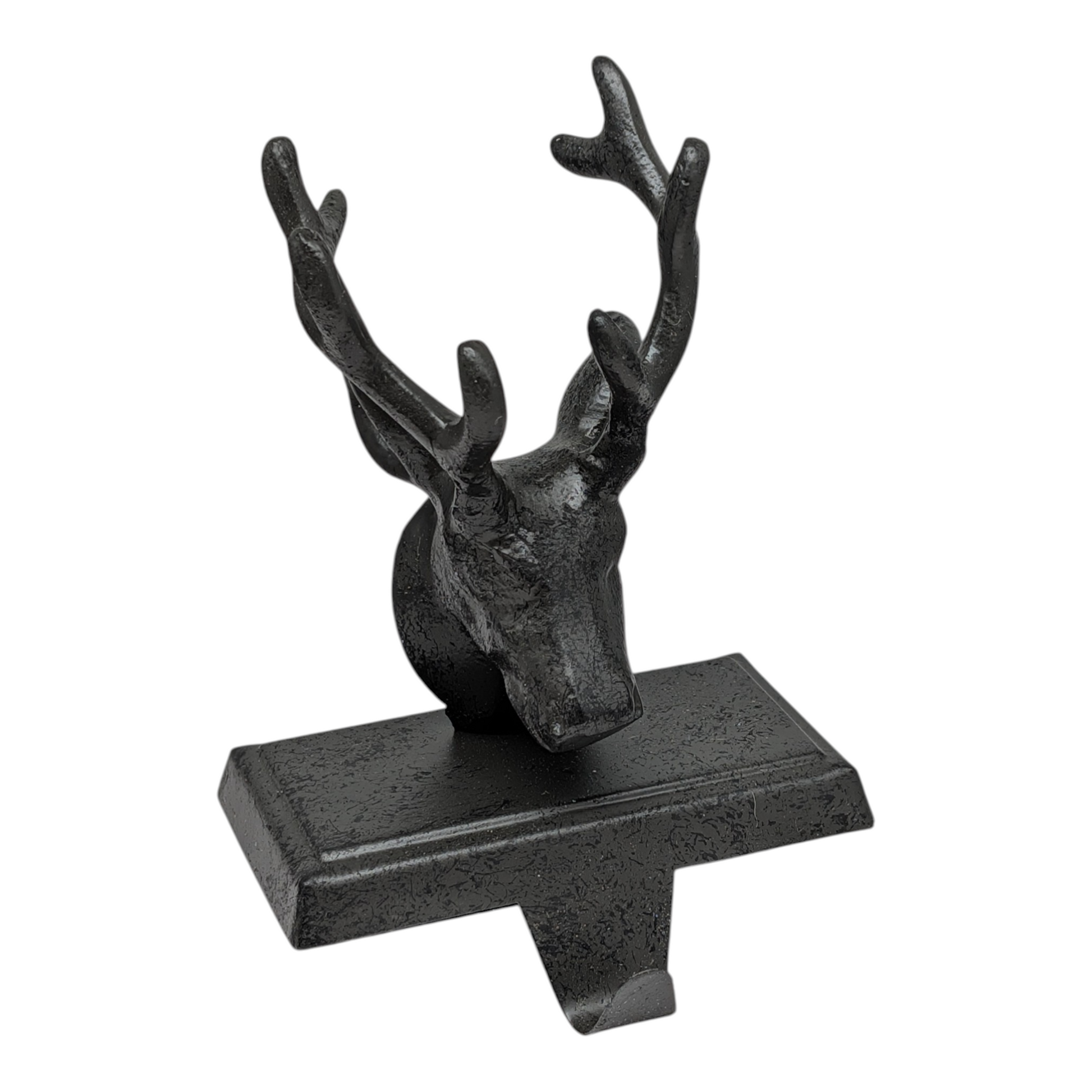 Reindeer cast-iron stocking hanger black with antlers on Tampa Home & Garden Store