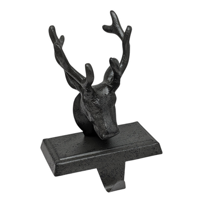 Reindeer cast-iron stocking hanger black with antlers on Tampa Home & Garden Store