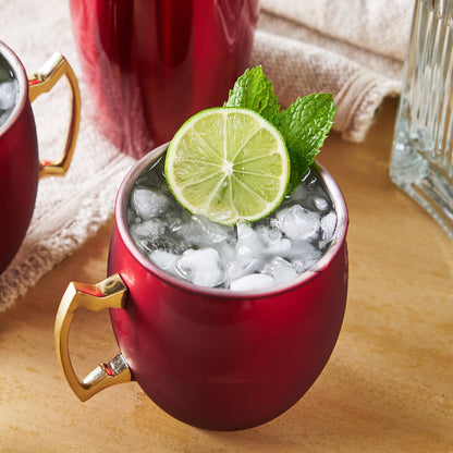Red Moscow Mule Mug and Brass Accent Handle