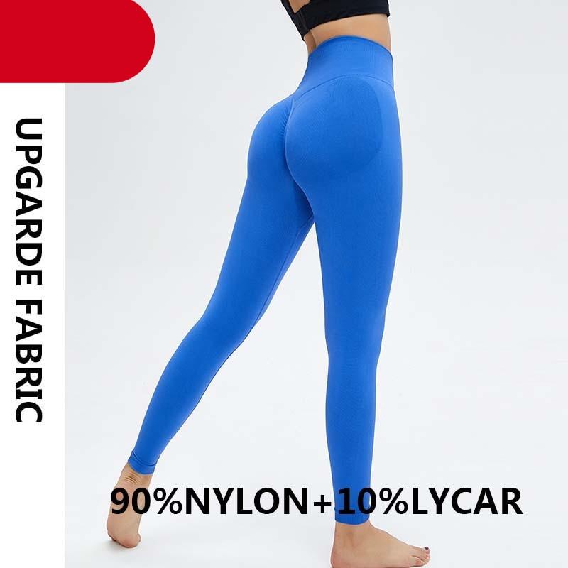 Yoga High Waist Push Up Seamless Leggings blue nylon-lycra blend Stevvex workouts on Tampa Home & Garden Store