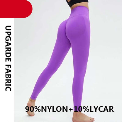 Stevvex yoga high waist push up seamless leggings in purple nylon/lycra, lightweight gym pants on Tampa Home & Garden Store