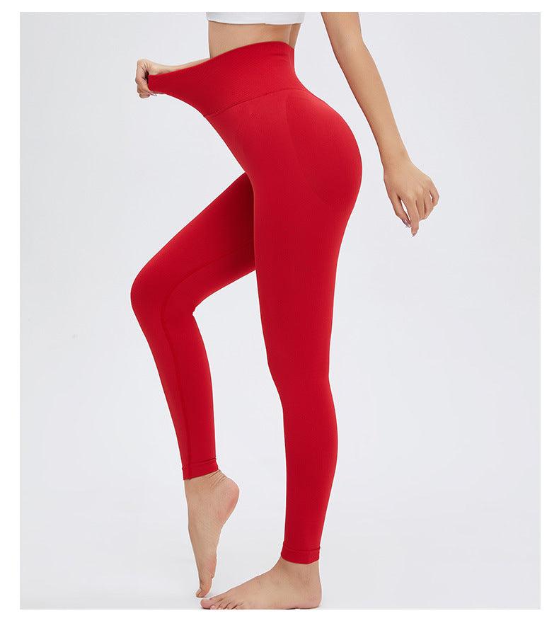 Yoga leggings red high waist seamless push-up, super-stretchy women's workout pants on Tampa Home & Garden Store