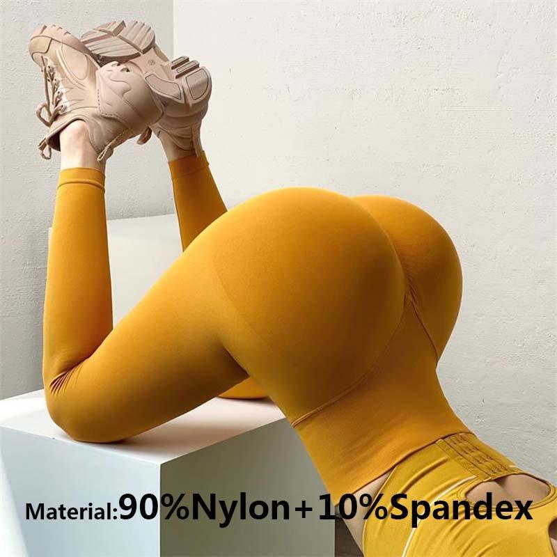 Yoga high waist push up seamless leggings Stevvex mustard yellow nylon-spandex blend workouts on Tampa Home & Garden Store