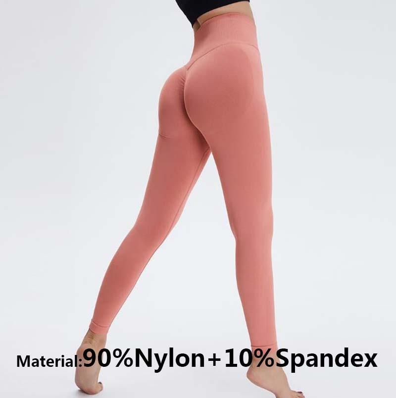 Yoga leggings Stevvex pink high waist push-up seamless, 90% nylon + 10% spandex on Tampa Home & Garden Store